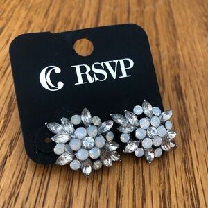 Charming Charlie RSVP Silver Rhinestone Stud Earrings